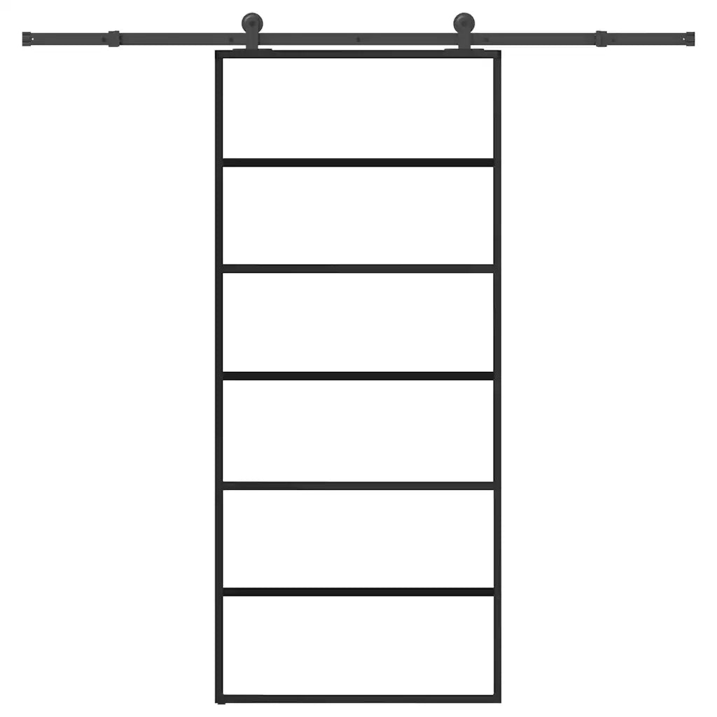 Porta Scorrevole con Ferramenta 90x205cm Vetro ESG Alluminio