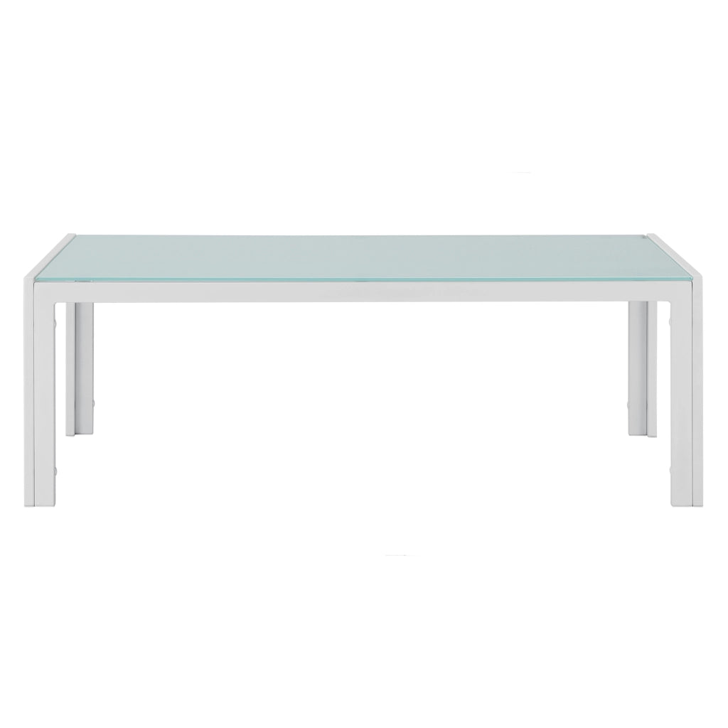 Tavolino da Esterno Lerum con Piano in Vetro 100x50x35 cm Bianco casa.pro