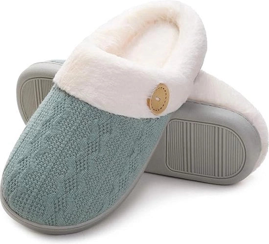 Slipper per uomo e donna - Pantofole per camera da letto con imbottitura di schiuma - Pantofole leggere e calde con antislip - Pantofole per uso interno ed esterno - Zona antiscivolo e solida suola interna - Silenziose - Verde - Taglia 36-37