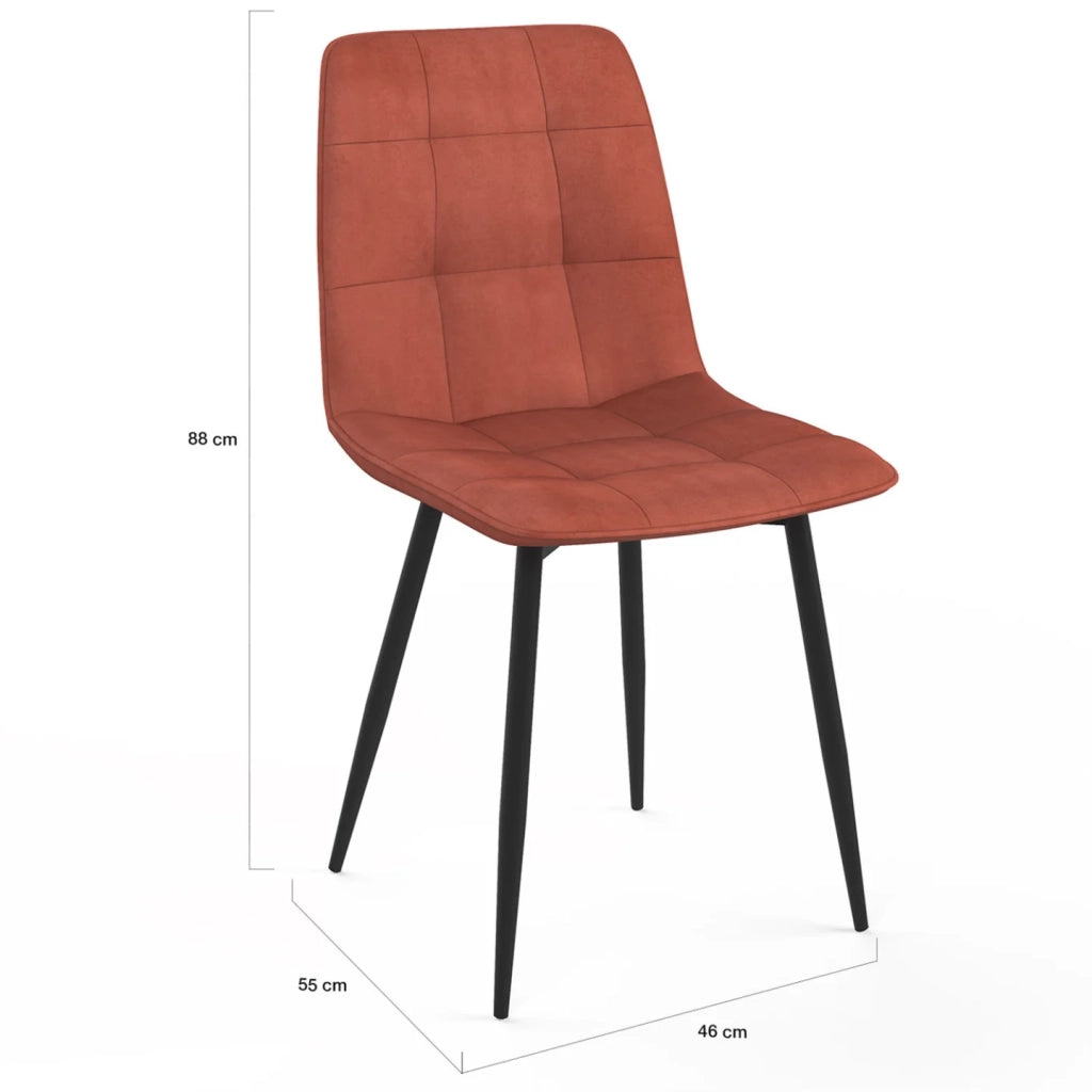 IDMarket - Set di 4 sedie da pranzo MILA in velluto color terracotta