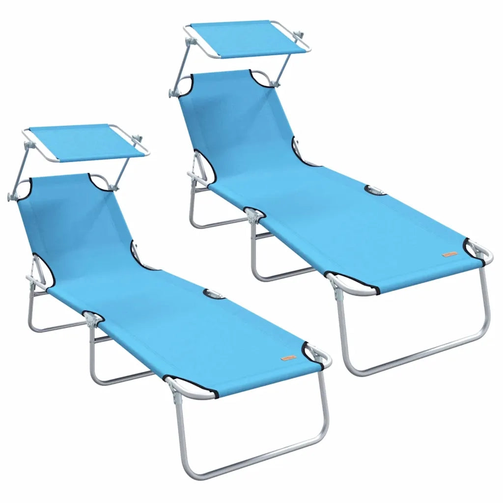 Lettino da sole 2 pcs Blu Vivo 58 x 188 x 77cm Poliestere 42003065