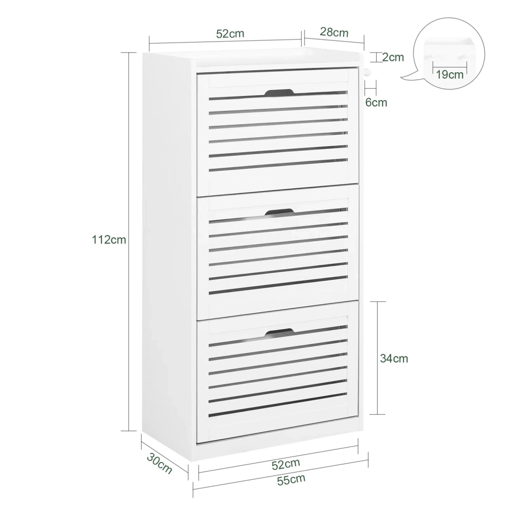 Scarpiera con 3 ribalte Scarpiera con 6 ripiani Portascarpe salvaspazio regolabili bianco, FSR108-W