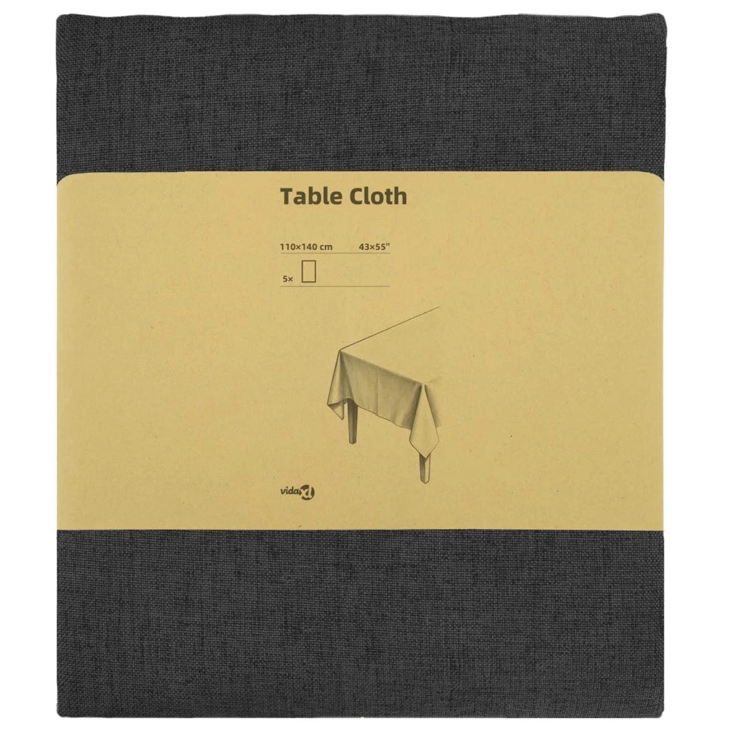 Tovaglia da Tavolo 5 pz Rettangolare Grigio Scuro 110 x 140 cm 42040303