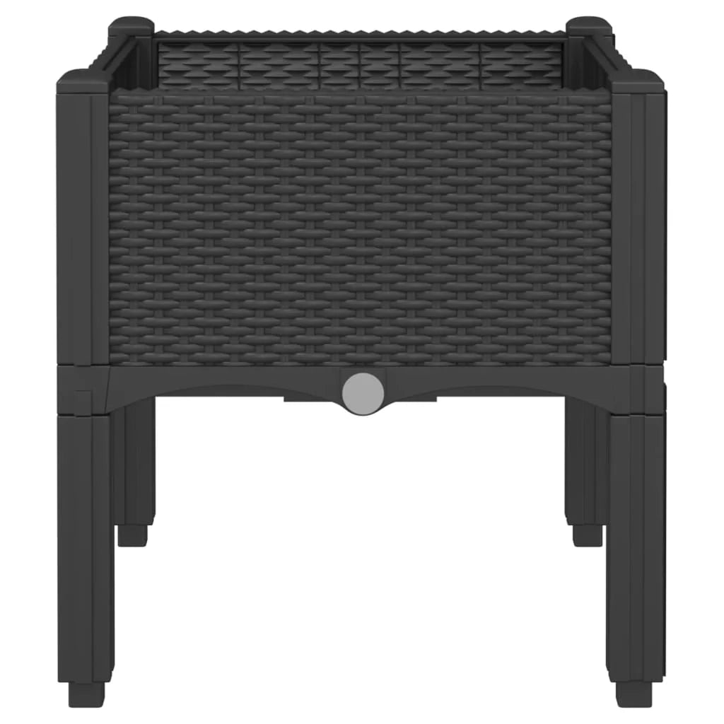 Fioriera rialzata per piante fiori patio giardino con gambe 40 x 40 x 42 cm PP nero 02_0038166