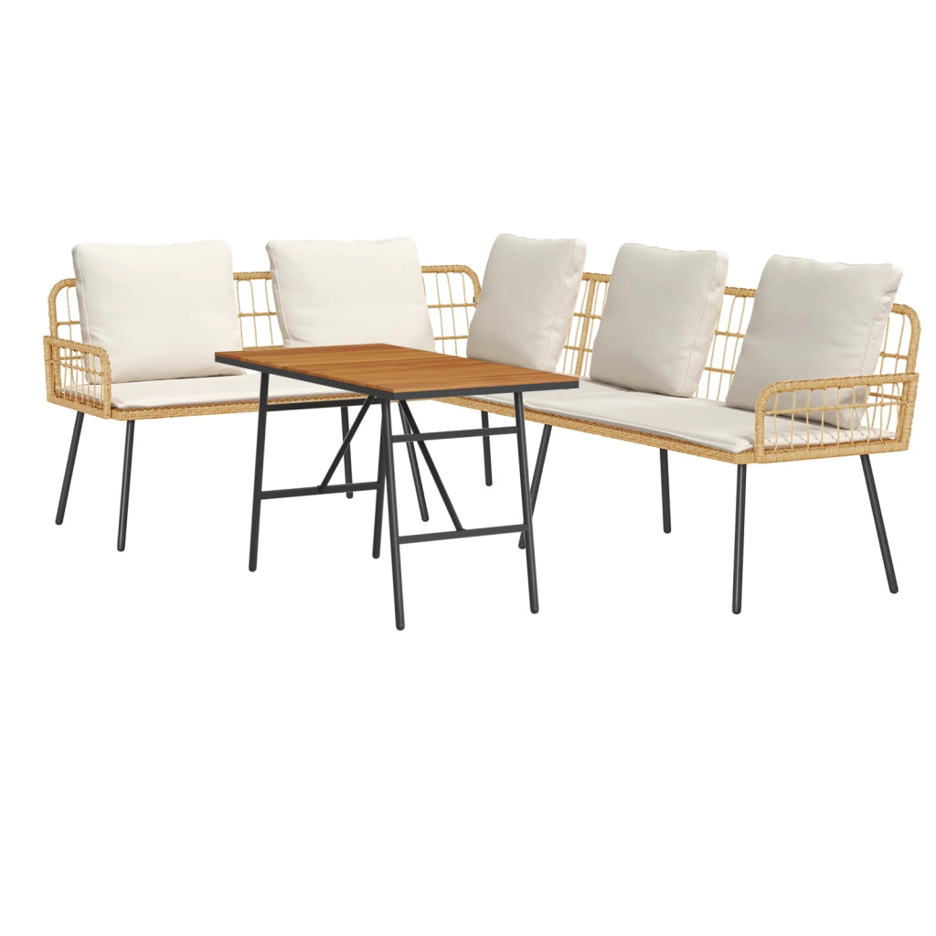 Set di divani da giardino a 2 pezzi con cuscini in rattan naturale