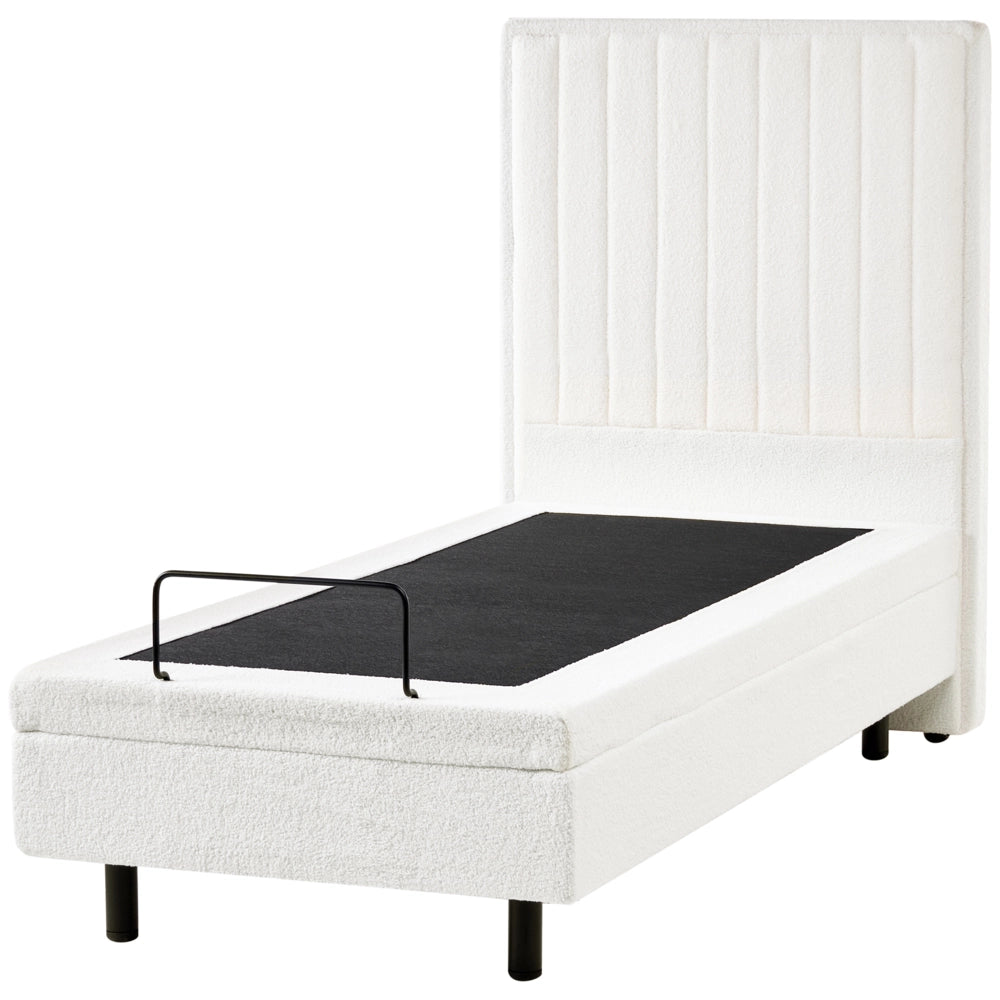 Letto singolo Tessuto bianco sporco regolabile Elettricamente con Telecomando 80 x 200 cm camera da letto cameretta