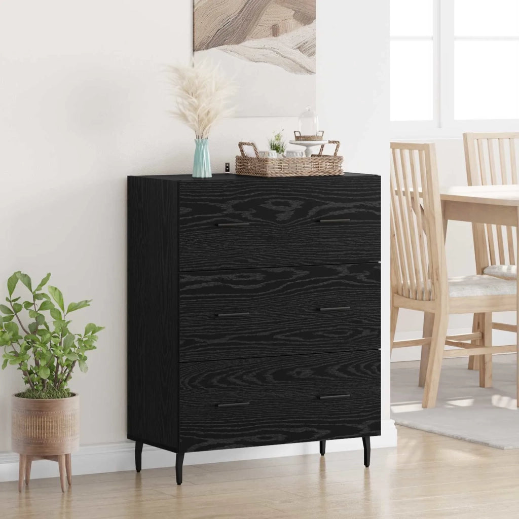 Credenza con cassetto Rovere Nero 69,5 x 34 x 90 cm 881515
