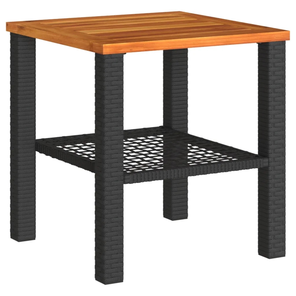 Tavolo da Giardino Nero 40x40x42cm in Polyrattan e Legno Acaciacod mxl 115693