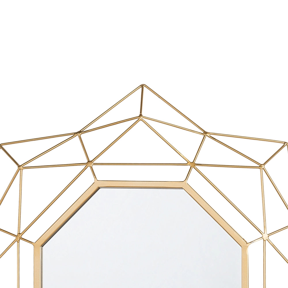 Specchio appeso a parete dorato 60 cm rotondo Art Déco Glamour Hollywood cornice geometrica