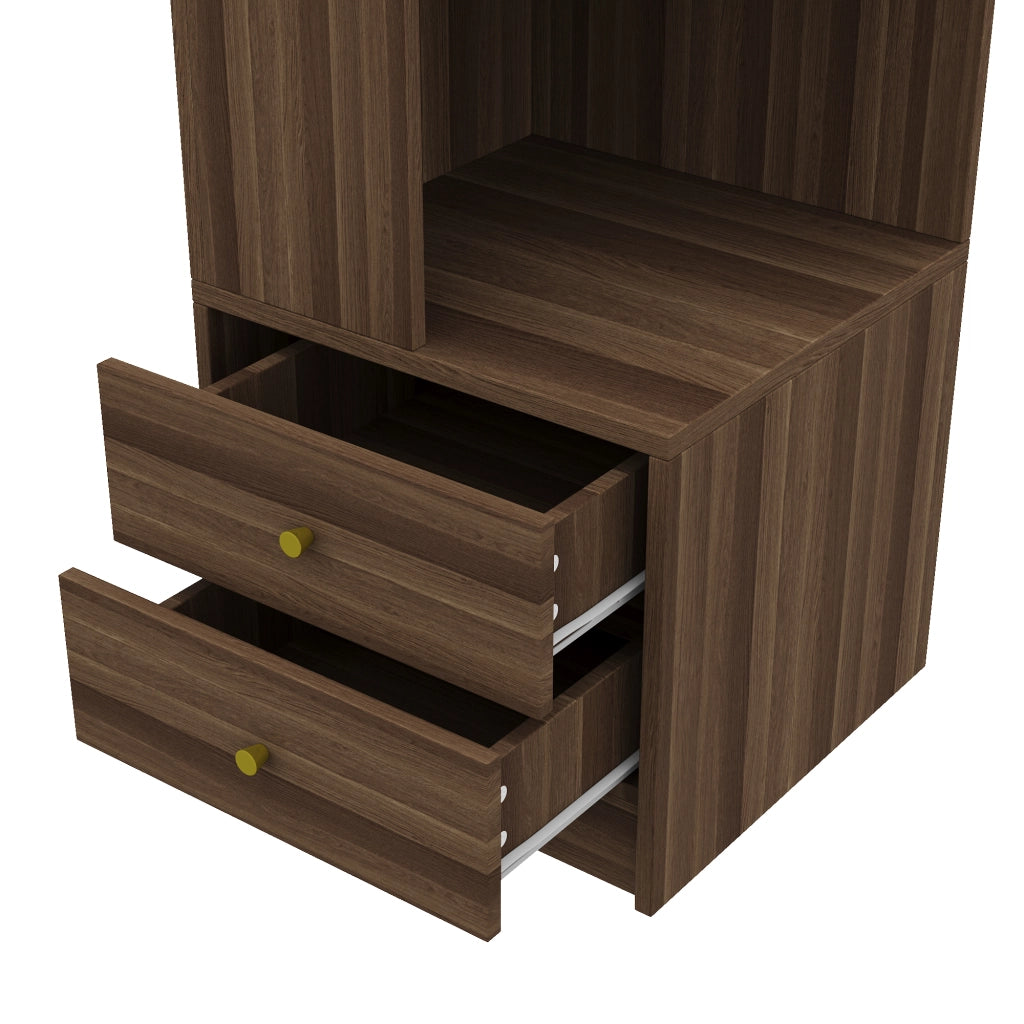 Libreria angolare a L con illuminazione LED controllabile via app, 45 x 43,5 x 180 cm, marrone