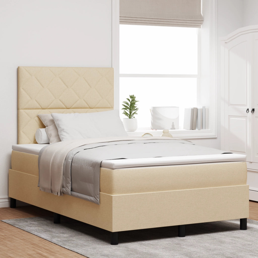 Letto con box spring e materasso crema 120x200 cm tessuto