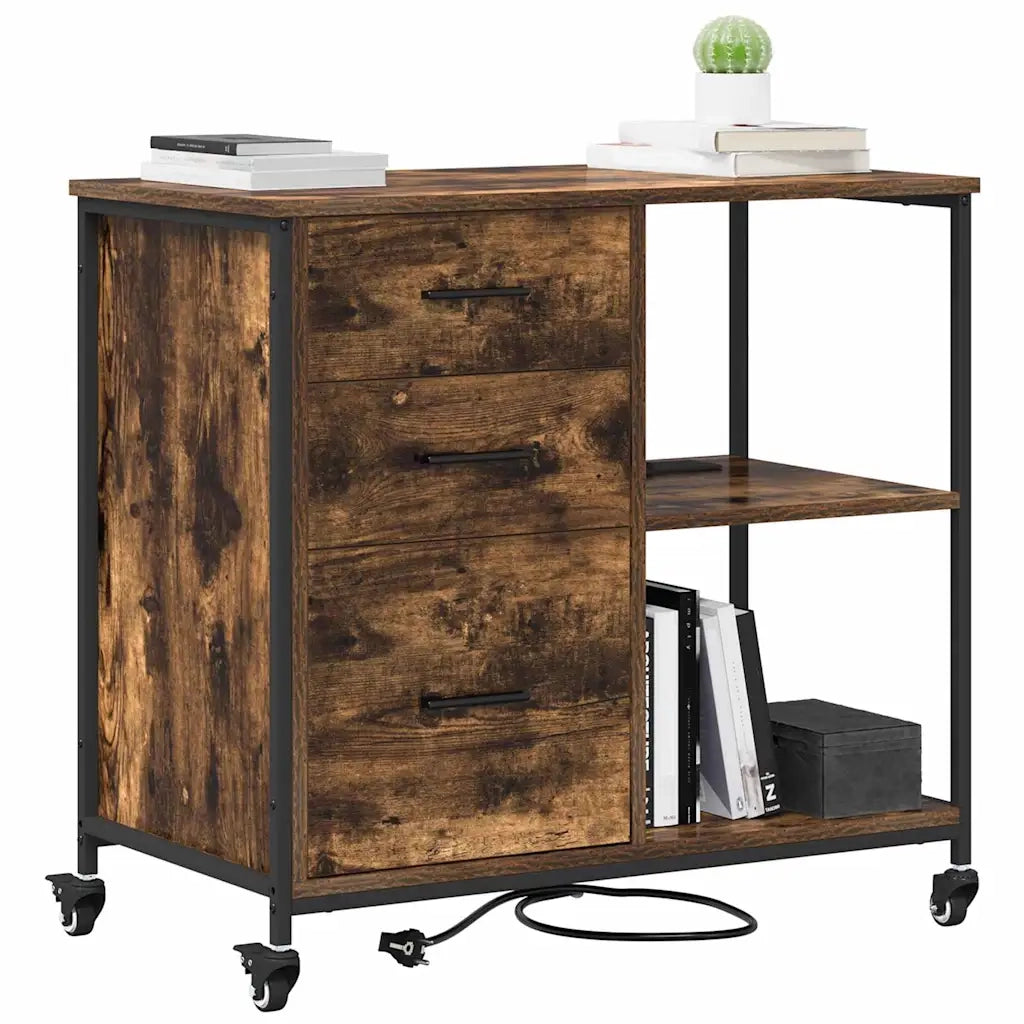 vidaXL Mobile per Ufficio con ruota Rovere fumo 76 x 41 x 72 cm