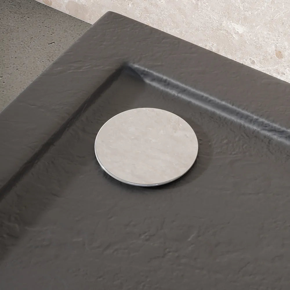 Piatto doccia 80x80 effetto pietra nero in acrilico altezza slim | Petra