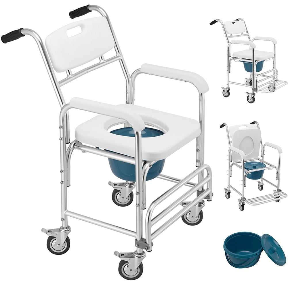 Sedia a Rotelle Impermeabile per Anziani Disabili con WC Coperchio Seduta Comoda