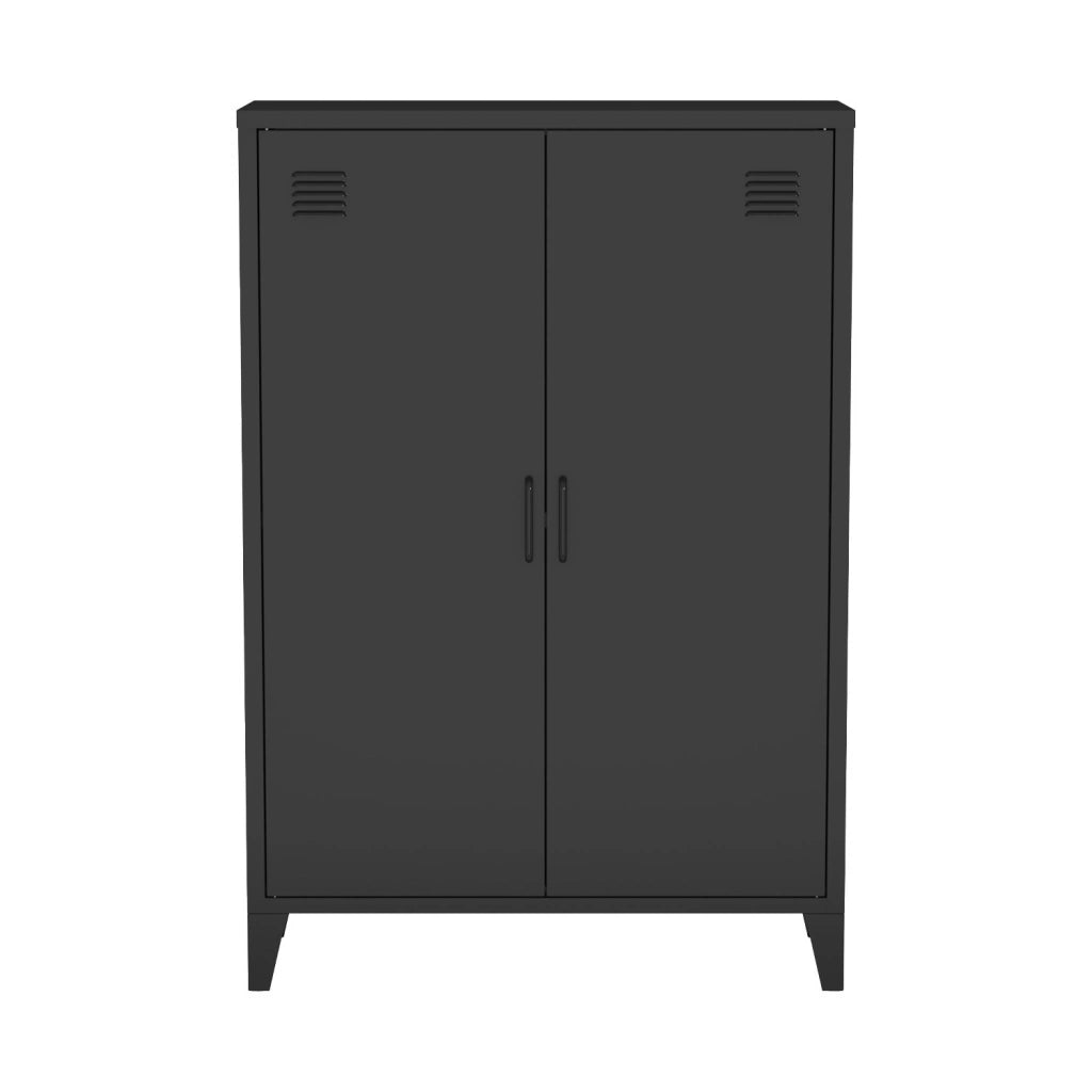 Set di 2 armadietti in metallo, 2 ante, nero