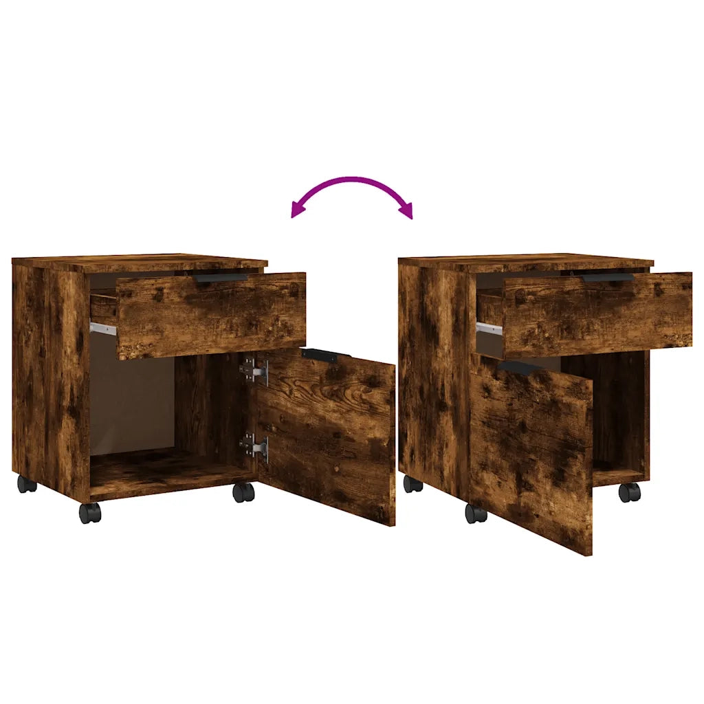 Schedario con Ruote Rovere Fumo 45x38x54 cm Legno Multistrato CFW3120343