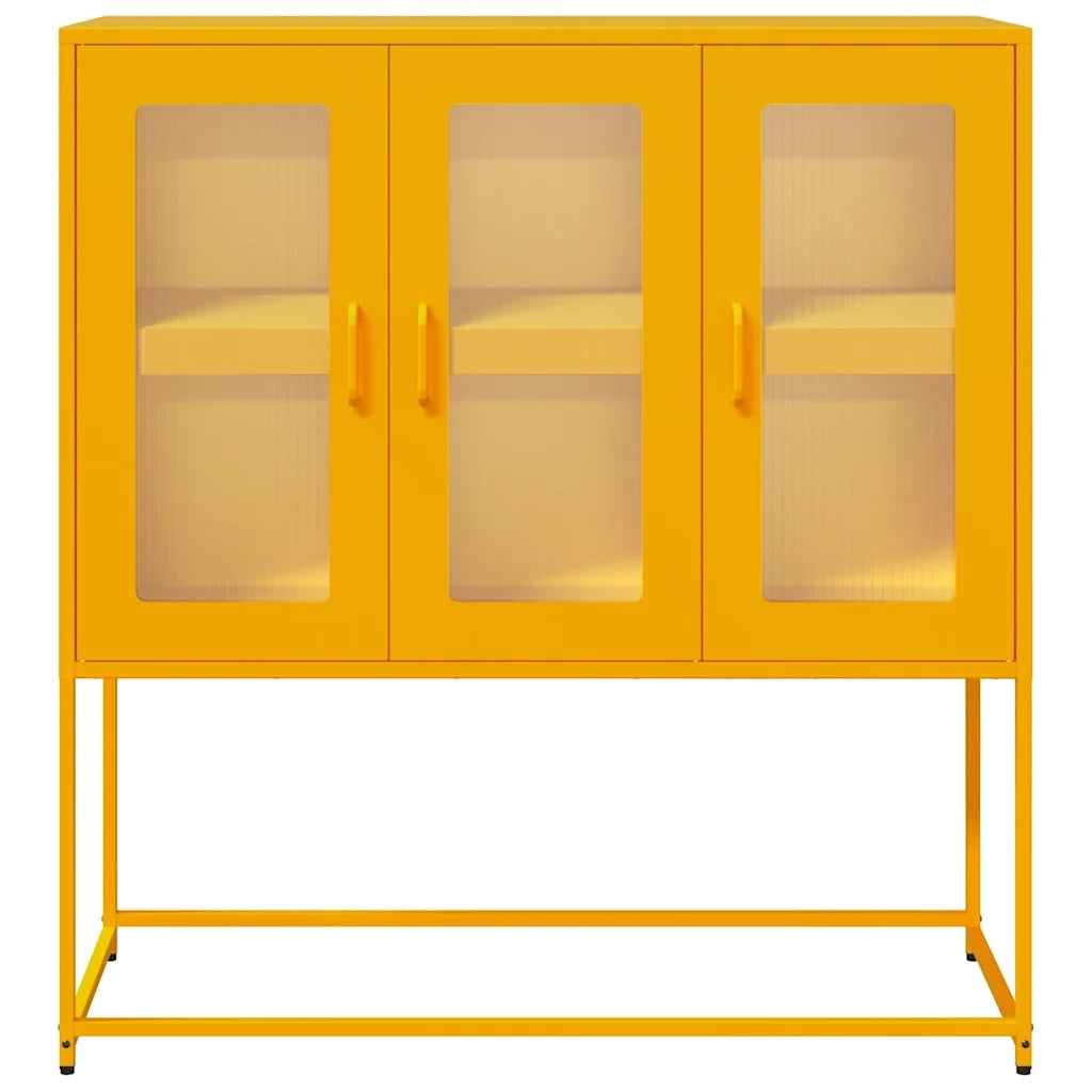 Credenza-Buffet-Armadio da cucina Giallo Senape 100,5x39x107cm Acciaio Laminato Freddo 910222