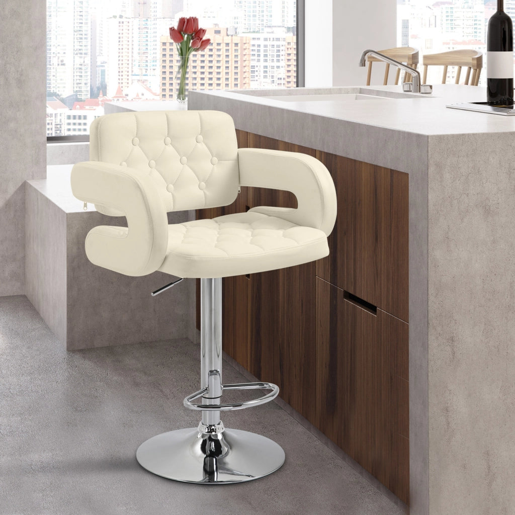 Sgabello da Bar Regolabile con Schienale e Poggiapiedi ¨C Minimal ¨C Bianco 61x50x93-113cm