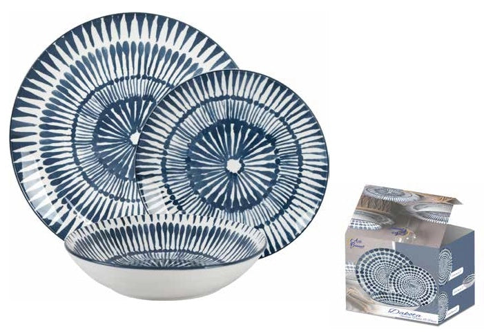 Servizio di Piatti da Tavola in Ceramica Dakota Blue 18 Pezzi