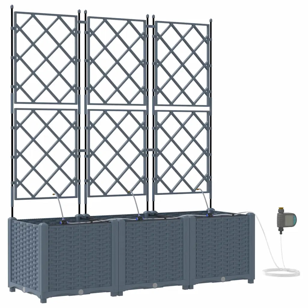 Vaso da giardino 3 pcs Grigio Chiaro Plastica 42002899