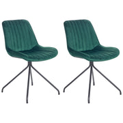 Set di 2 sedie da pranzo imbottite in velluto Verde Sedia da sala da pranzo per interni con gambe in acciaio Decor