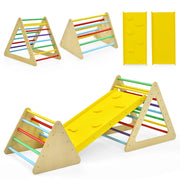 Set da arrampicata 3 in 1 per bambini, Scala triangolare con rampa double face per scivolare e arrampicarsi Colorato-Arrampicate e scivoli