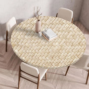 Tappeto per tavolo con bordo elastico, rotondo, pieghevole 3D stampato, lavabile per interni ed esterni, lavabile, per cucina, sala da pranzo, tavoli da picnic, 120 cm, tessuto intrecciato