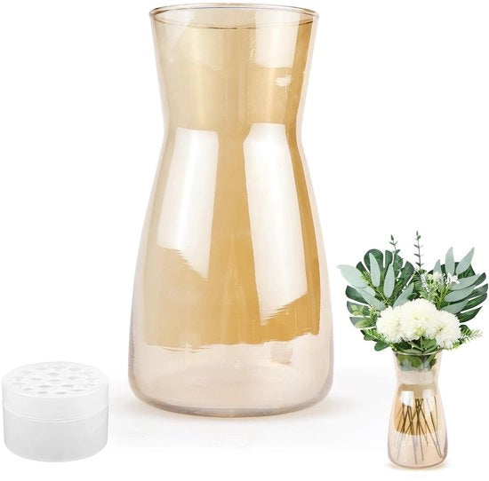 Vaso di fiori Vasi di vetro Vaso di vetro trasparente per fiori Vaso di vetro per decorazione di tavolo Vasi decorativi per pampasgras Tulipani Rose Decorazione per camera da letto Sala da pranzo Ufficio