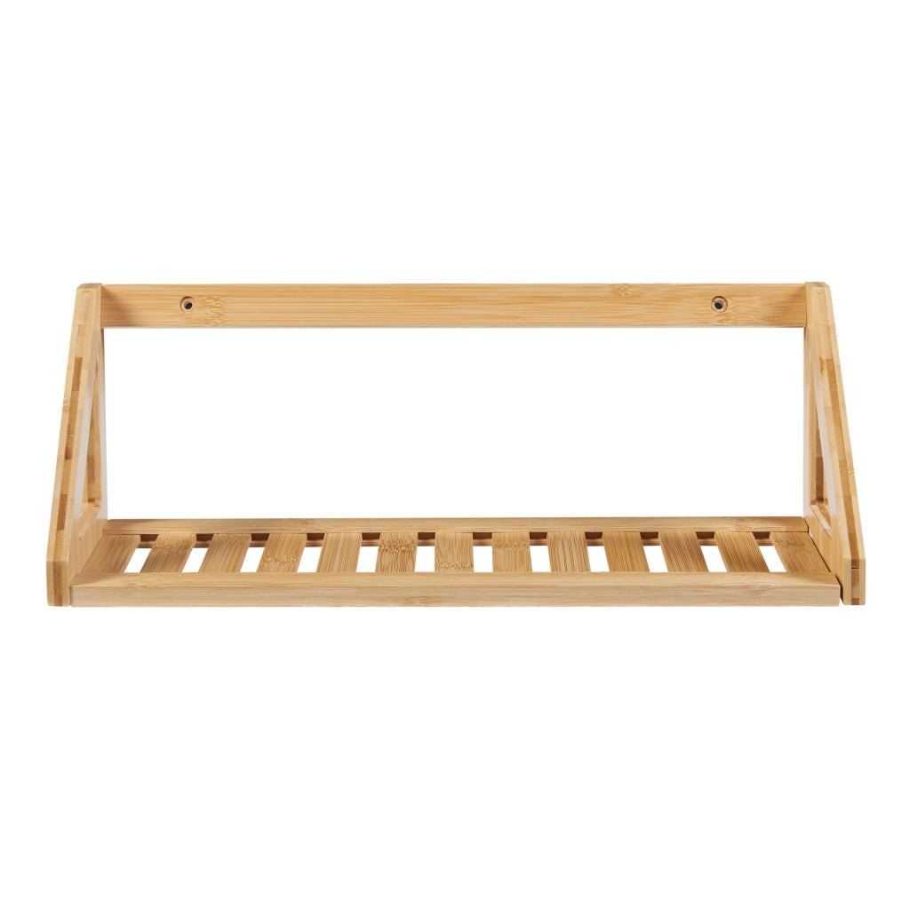 Set Gjerdrum di 2 Mensole da Muro con Piani a Doghe - Bambù Naturale [en.casa]