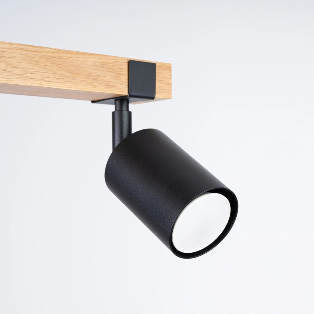 Spot soffitto scandinavo doppio nero legno 2xGU10