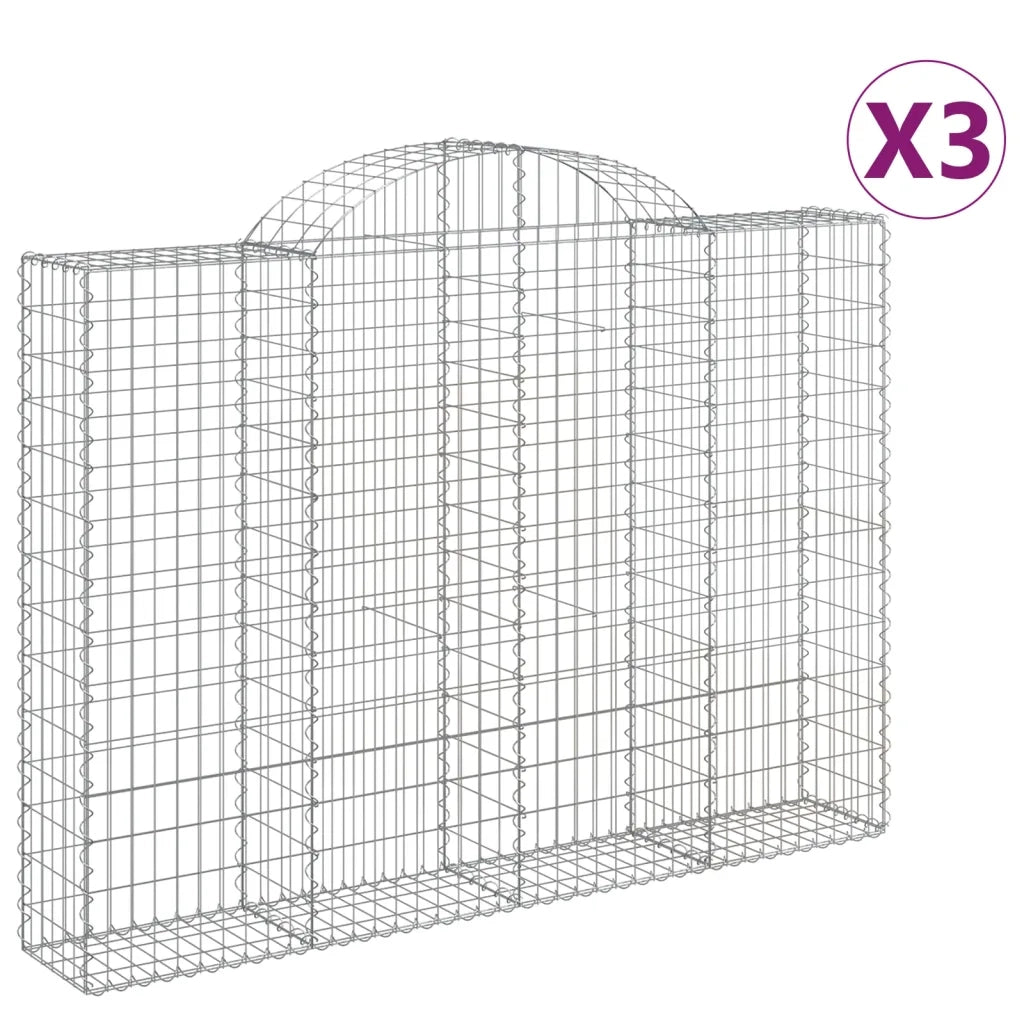 Cesti Gabbioni ad Arco 3 pz 200x30x140/160 cm Ferro Zincatocod mxl 123981
