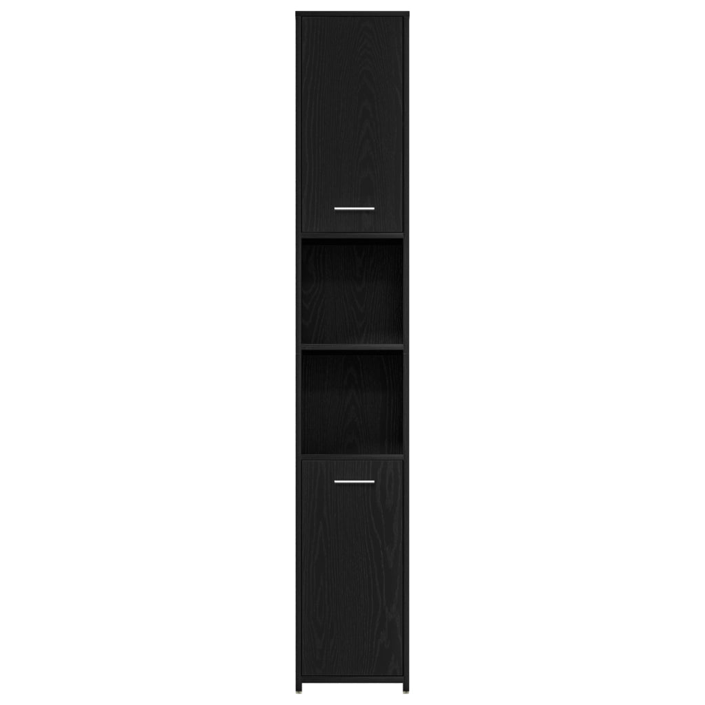 Set di Mobili per Bagno  4 Pezzi Rovere Nero Legno ingegnerizzato