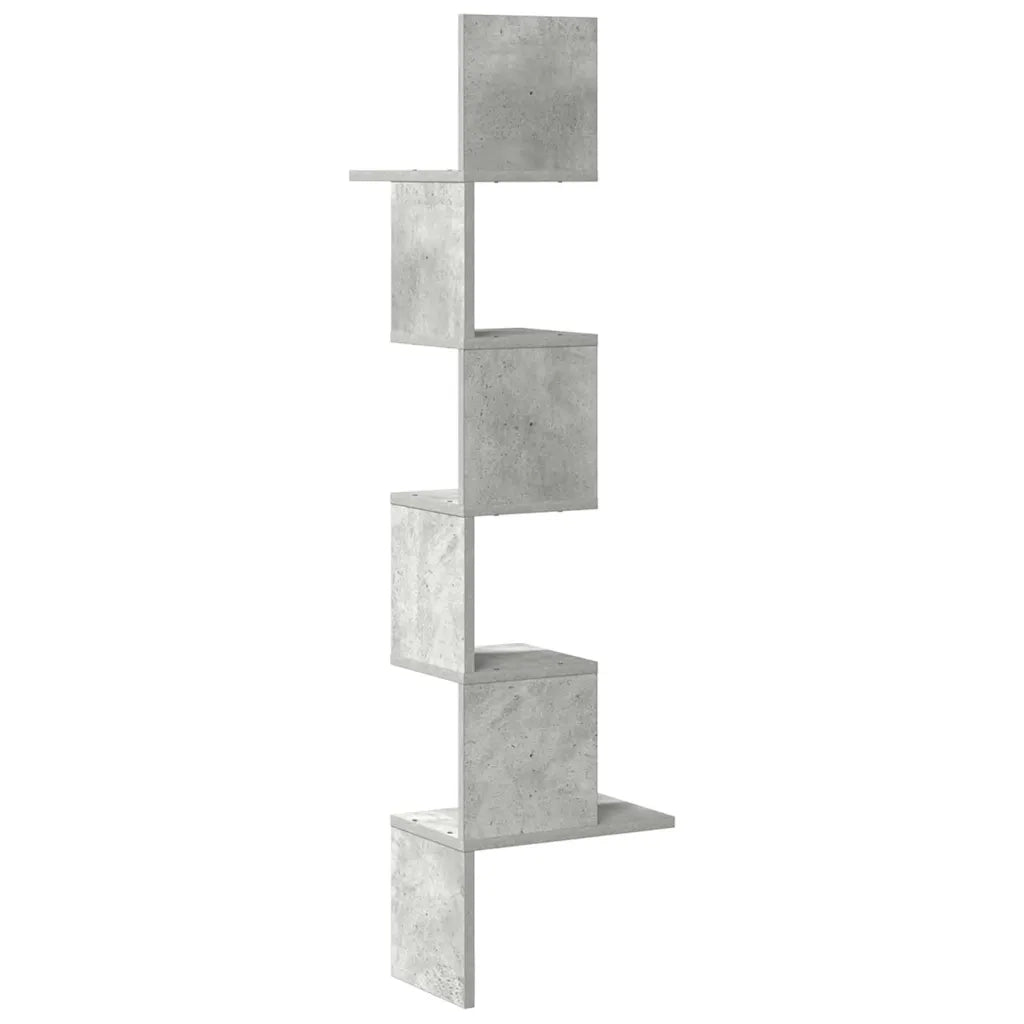 Scaffale Angolare a Muro Grigio Cemento 32x32x127,5 cm 860520