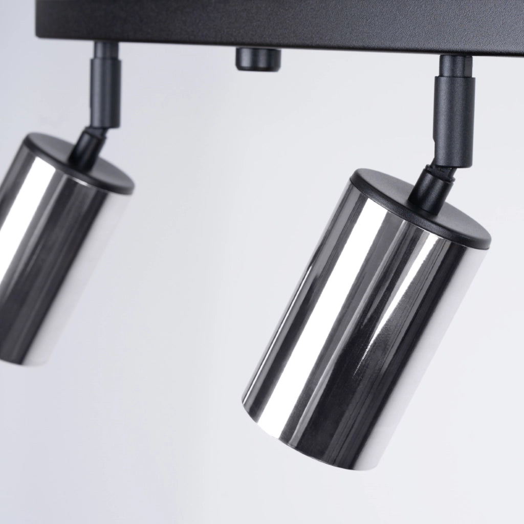 Lampada moderna in acciaio tubolare Winx Bittersweet Shimmer a 4 luci, nera cromata