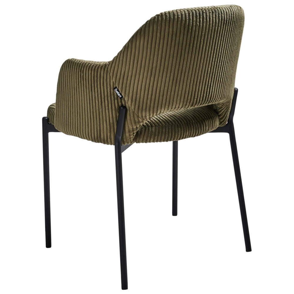 Set di 2 sedie da pranzo in velluto verde oliva stile retrò seduta rotonda
