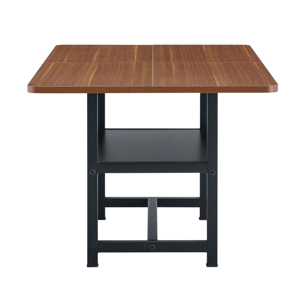 Tavolo da Pranzo Rettangolare ¨C MINIMAL ¨C Noce, Gambe in Metallo Nero, 160x90x76, 6 Persone