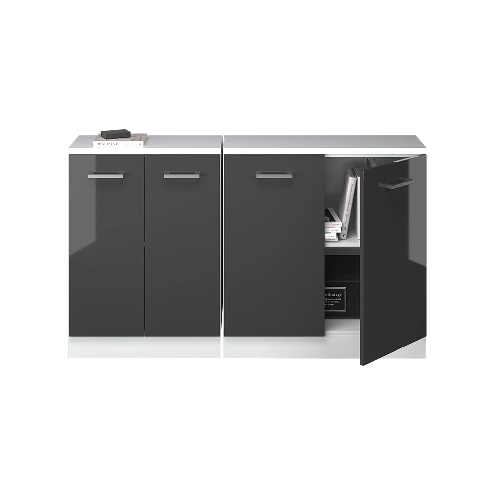 Set di mobili sottotetto Rion Antracite lucido/Bianco 140 cm Set di 2 carcasse armadio profondità 60 cm Vicco