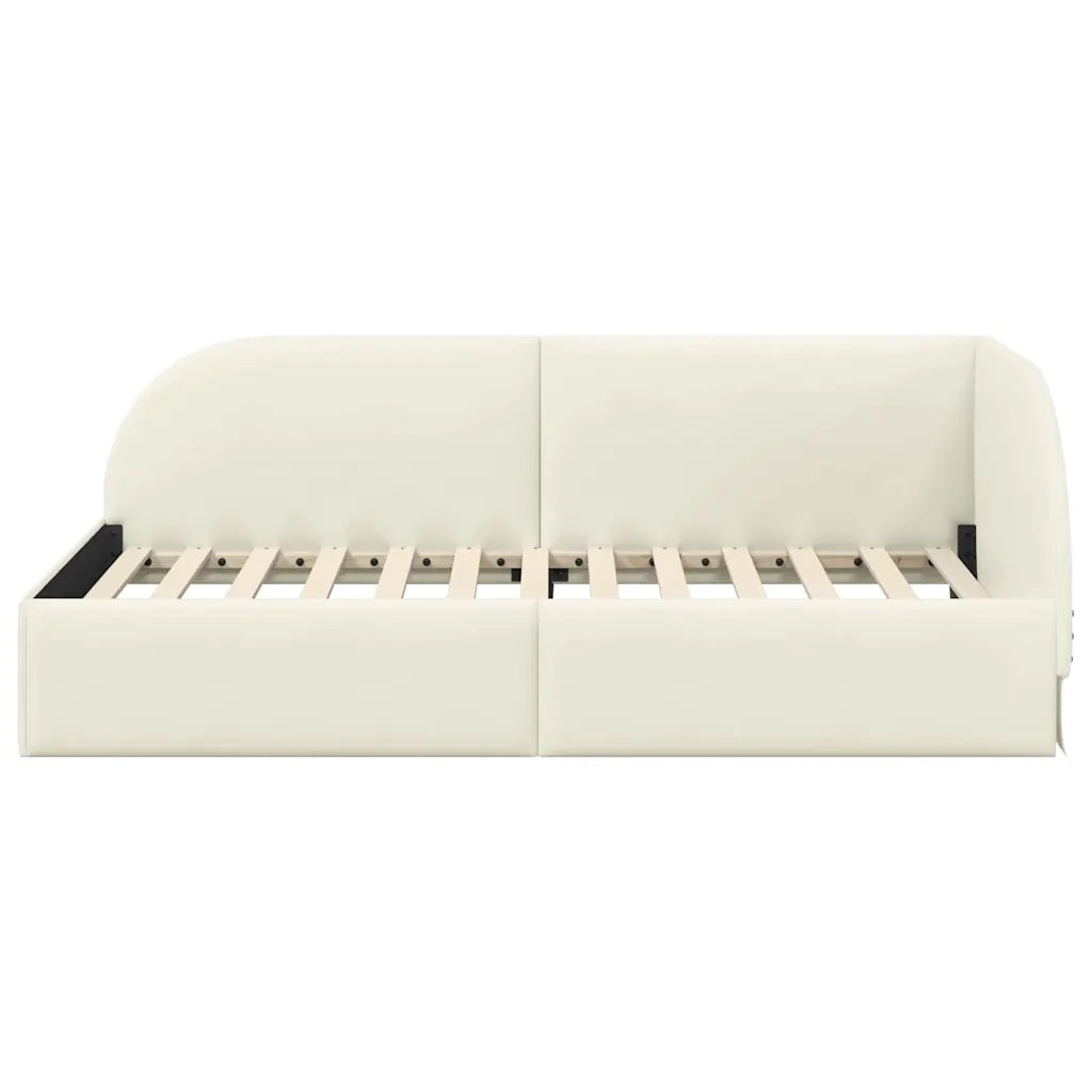 Cornice del letto ad angolo Crema 90 cm x 200 cm Velluto 42016653