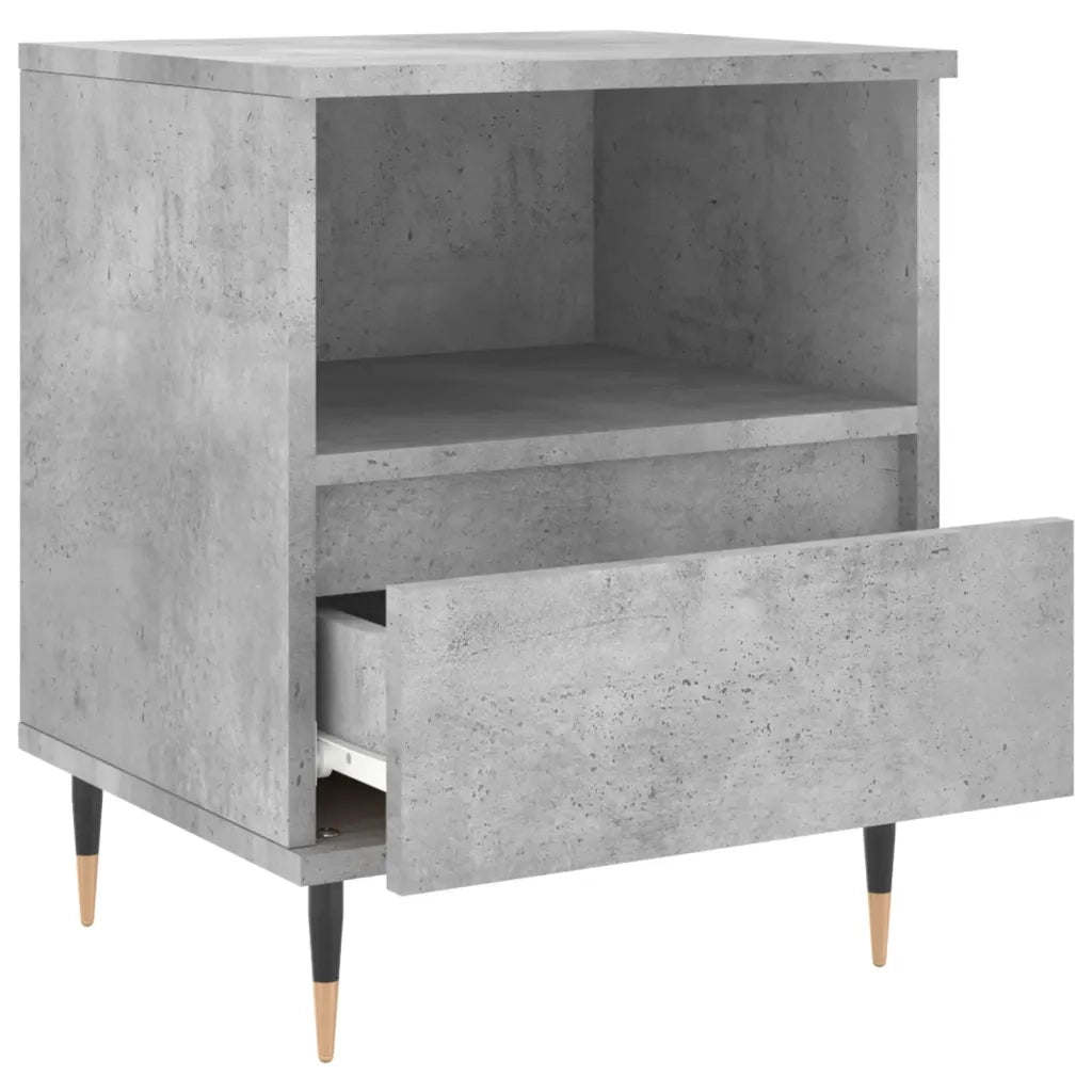 Comodino | Armadio da Notte | Mobiletto da notte Grigio Cemento 40x35x50 cm in Legno Multistrato