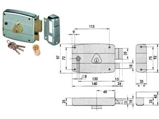SERRATURA PORTONCINO QUADRO CATENACCIO E SCROCCO CILINDRO FISSO 50471  mm.60 SX (50471602)    CISA