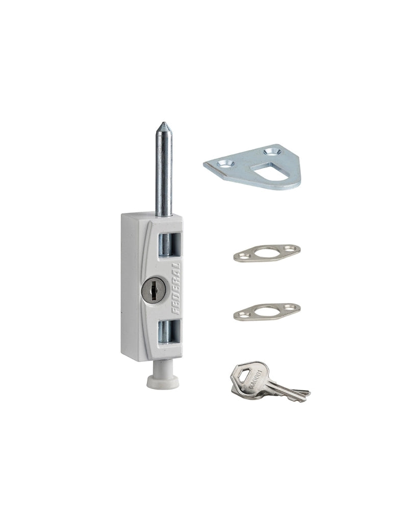 Chiavistello bianco per finestra e vetrata scorrevole, 2 chiavi – THIRARD