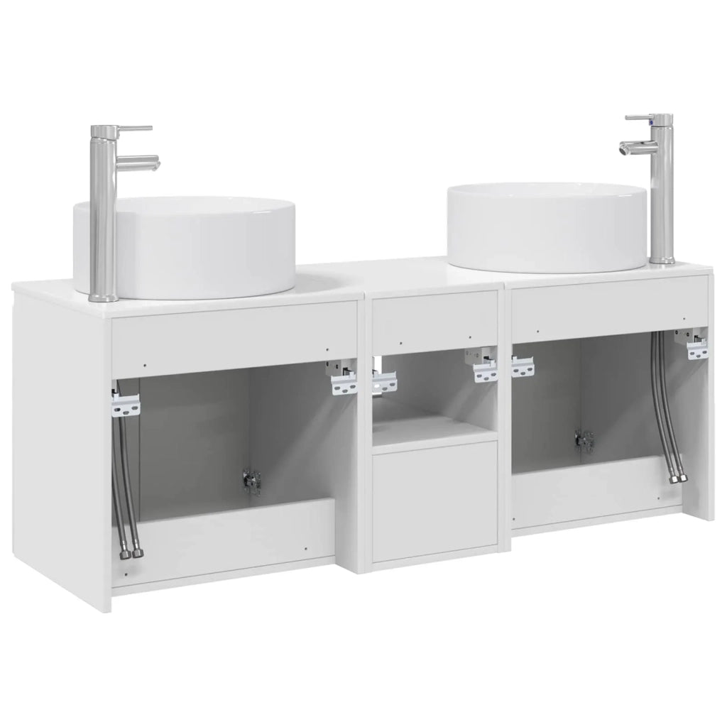 Set di Armadi da Bagno 3 pz Bianco Lucido 49,5 x 44,5 x 65,5 cm 3405741