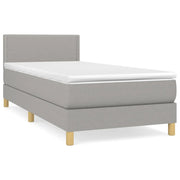 Letto singolo | Letto per adulti | Giroletto a Molle con Materasso Grigio Chiaro 90x190 cm Tessuto