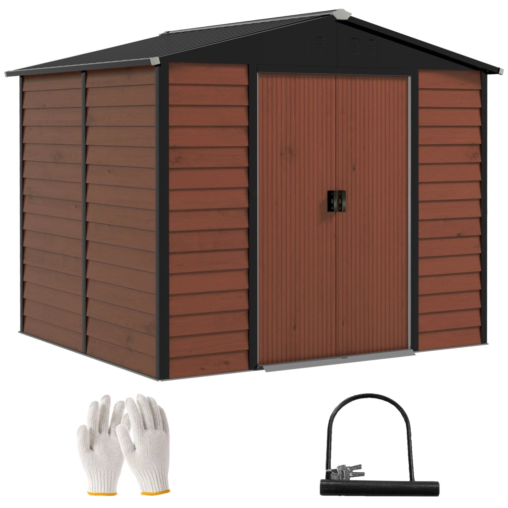 Capanno da giardino in metallo ¨C zephmum ¨C Teak 240x206x198 cm