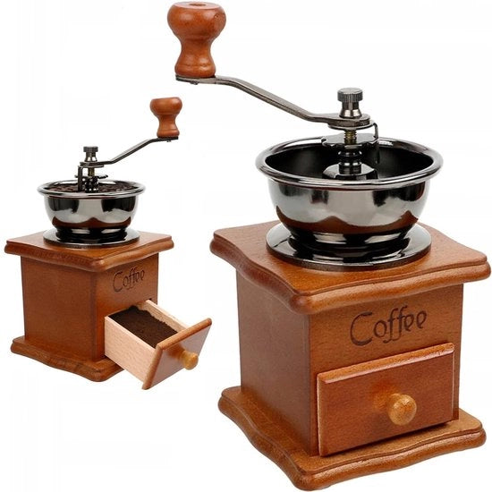 Molitore del caffè portatile - Design retro - Manuale - Houten molitore del caffè - Antico - Acciaio inossidabile