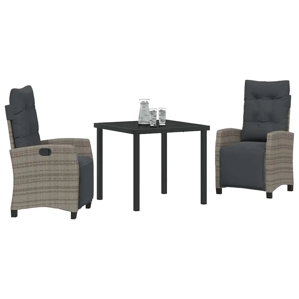 Set da Pranzo per Giardino con cuscino 3 pcs Grigio polyrattan 3380435