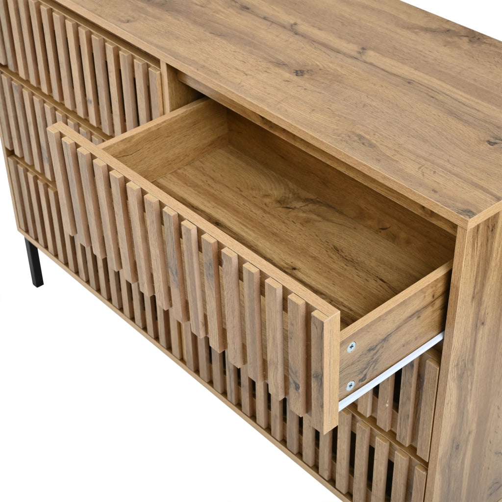 Credenza con 6 cassetti e 5 piedi; per soggiorno; in MDF e truciolare; 120×40×81 cm