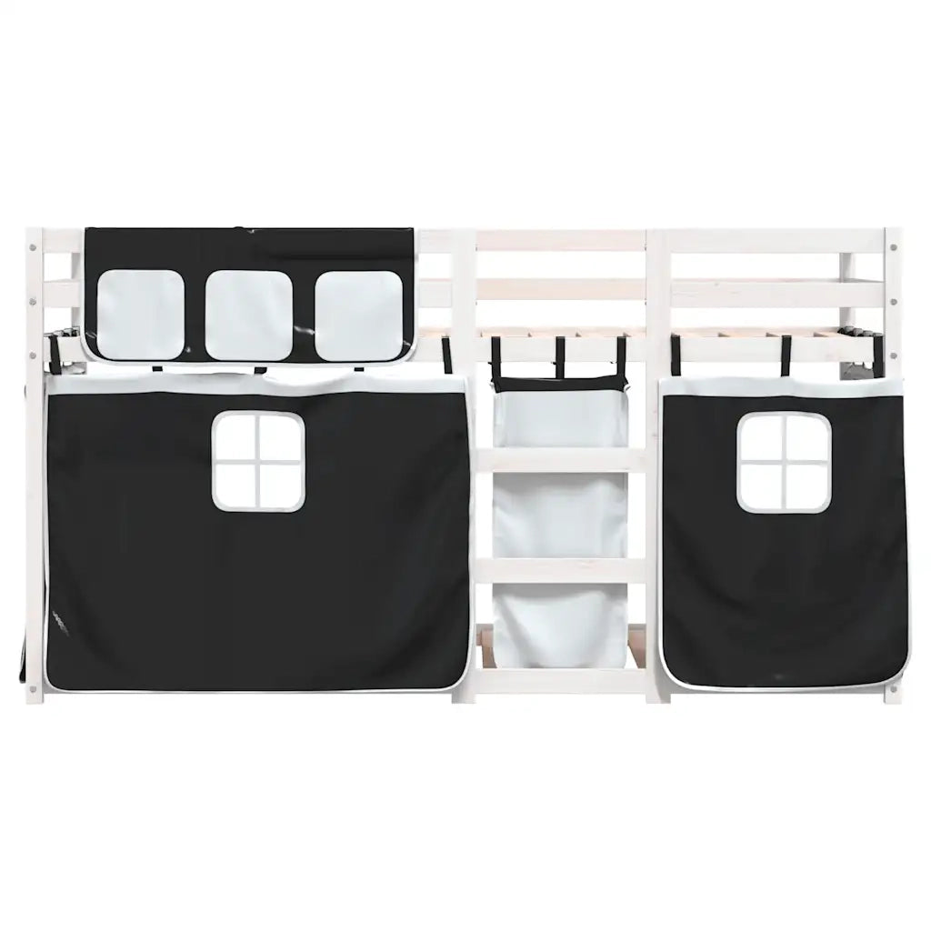 Letto singolo | Letto per adulti | Letto a Castello senza Materasso Bianco e Nero 80x200cm in Pino