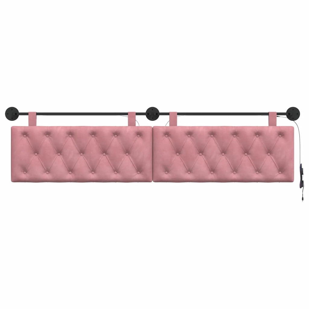 Testiera | Testata sospesa Con luce LED Rosa Velluto