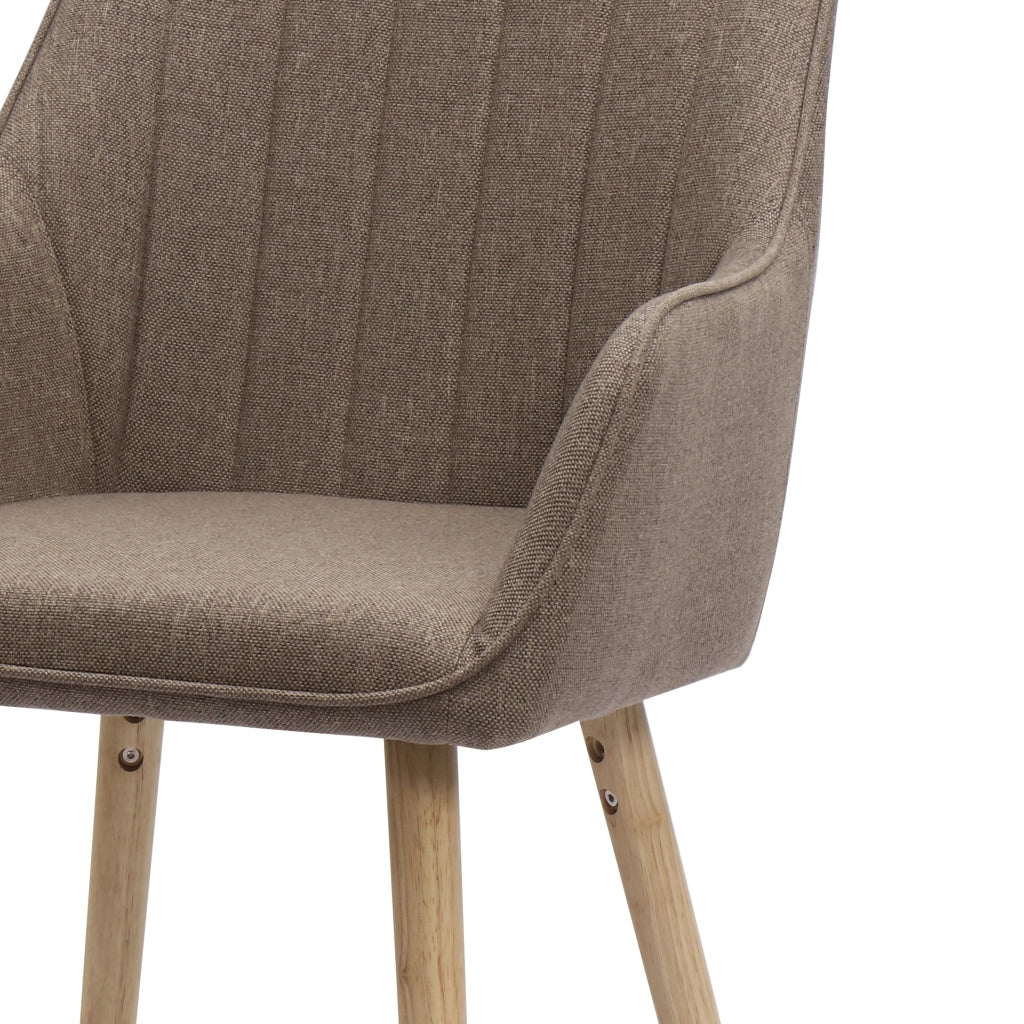 Sedia da pranzo con Braccioli Integrati e Schienale Alto, Design Ergonomico, in Tessuto e Legno, Marrone